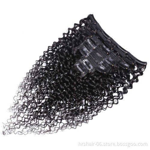 Cheap remy human hair extension clip in hair extension,clip hair,100% kinky curly clip in human hair extension for black